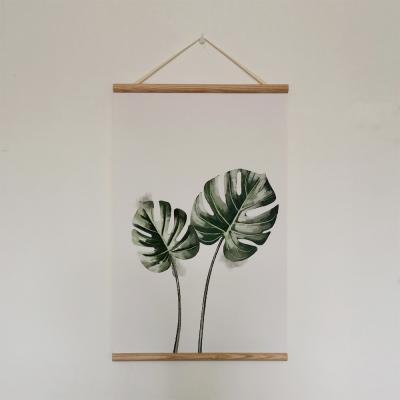 China Botanical 100% Cotton Hanging Old School Vintage Scroll Art Home Decor Wood Frame Plant Canvas Eco-Friendly for sale