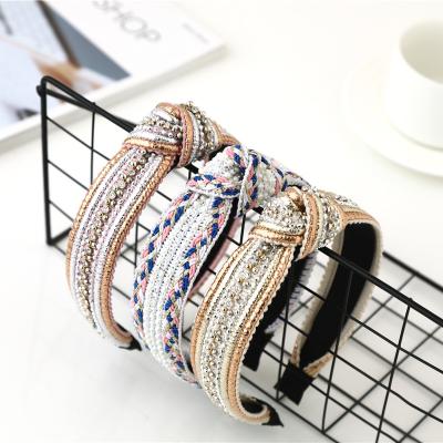 China Fashionable Hair Band DALLIS Headband Crystal Pearl Knot Headbands For Women Bow Headbands Diamante Hair Accessories Flower Hair Bands For Women for sale