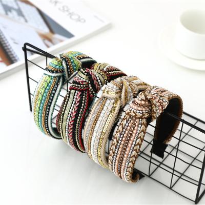 China Fashion Korean Hair Band DALLIS Headband Crystal Pearl Knot Headbands For Women Bow Headbands Diamante Hair Accessories Flower Headbands For Women for sale