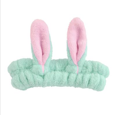 China Fashionable Cute Bunny Ears Elastic Hair Band Flannel Hair Band DALLIS Headbands For Women Girls Wash Face Makeup Headband Fashion Kawaii Accessories for sale