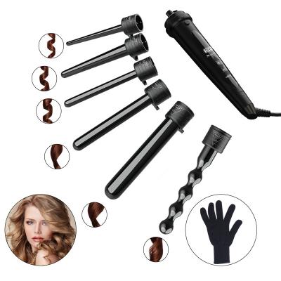 China Professional Hair Curling Hair Curler with 6 in1 Pcs Ceramic Wand Barrels 6 Interchangeable Hair Curling Iron Set for sale