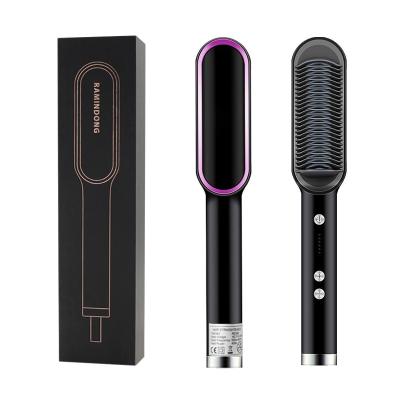 China 2021 Professional Multifunctional Electric Straightener Hair Dryer Comb Hair Heat Styler Hair Straightener Brush for sale