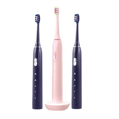 China Wholesale Rubberized Adult Sonic Toothbrush IPX7 Battery Operated Electric Waterproof Manufacturer Use Oral Hygiene 2 Heads Soft Motor for sale