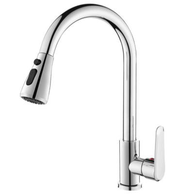 China Modern Design Modern Single Hole Chrome Brass Single Handle Pull Out Pull Out Kitchen Faucet Faucet for sale