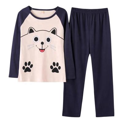 China Relay spring women soft cartoon printed sleepwear set female long sleeve and pants print pajamas set soft loose home clothes for sale