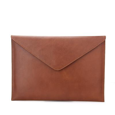 China Fully Protective For Brown PU Leather Laptop Sleeve Bag With Cover Macbook 15