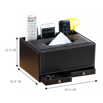 China Luxury Office Home Hotel Tissue Box Pen Remote Control Holder For Desk Organizer for sale