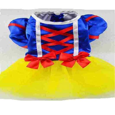 China Viable Dropshipping Accepted Big Dog Skirt Snowwhite Dress in Blue and Yellow Pet Clothing for Parties for Big Doggie for sale