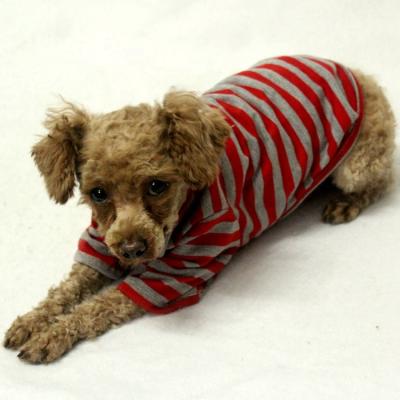 China Cute Viable Summer Small Dog Summer Rose Red Vest Pet Stripe T-shirt Puppy Doggie Clothes For Doggies 6 Sizes for sale