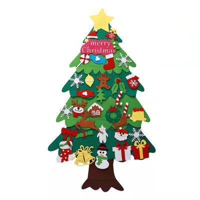 China Chirstmas Decor Custom Design DIY Felt Artificial Christmas Tree Tree Wall Hanging Ornaments for sale