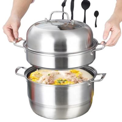 China Hot Sale Large Stock Pot Stainless Steel Cookware Steamer Viable For Home Kitchen Cooking Tool Steamer Pot for sale