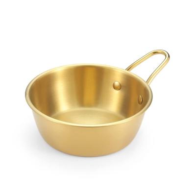 China Viable Korean 304 Stainless Steel Metal Gold Mixing Handle Kimchi Soup Rice Salad Kitchen Noodle Bowl for sale