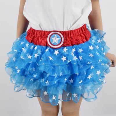 China Sustainable New Design Girls Star Party Tutu Dresses Kids Layered Tulle Glitter Princess Skirt for sale