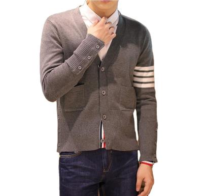 China Anti-pilling Manufacturer Supply Custom Made Fall Single Sleeve Latest Long Designs V Neck Men Coat Cardigan Sweater for sale