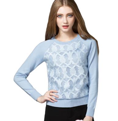 China Anti-pilling spring womens knit pullover sweater, latest design ladies longsleeve 12gg knitted sweater for sale