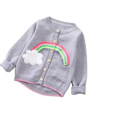 China Sweet Rainbow Christmas Anti-pilling Pattern Embroidery Small Girls Knit Sweater Cardigan for sale