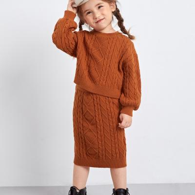 China Fall and Winter Anti-Shrink Custom Long Sleeve 7 Year Old Kid Baby Toddler Little Girls Knit Sweater Knit Skirt for sale