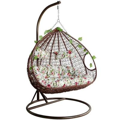 China Very Good Quality Double Egg Chair Swing Chair Outdoor Garden Patio Hanging Adult Swings Hanging Chairs With Cushion for sale