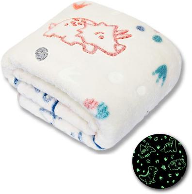 China Flannel Anti-Static Plush Throw Blanket Luminous Pink Unicorn Glow in Dark Blanket All Seasons Kids Blanket for sale