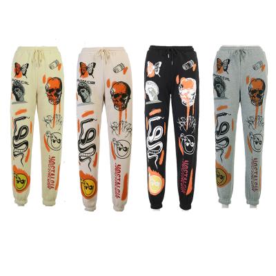 China SUM2784A wholesale breathable plus size 4xl printing thick butterfly sweatpants women with logo for sale