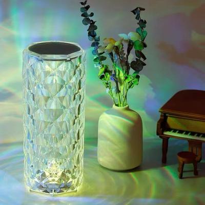 China Contemporary hot sale luxury transparent led touch control crystal bedside lamp can be charged smart home lights for sale