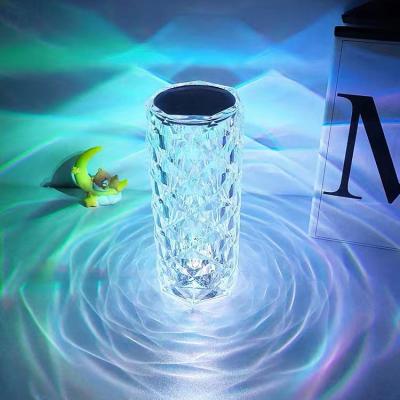 China Contemporary Wholesale Cylindrical Night Light Rechargeable Touch Control Desk Lamp LED Lighting Crystal Table Lamp for sale