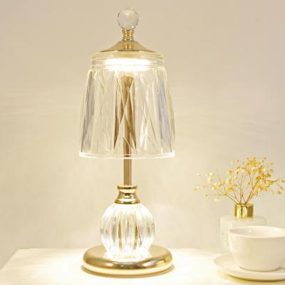 China Contemporary High Quality Modern Glass Shade Table Lamp Bedroom Bedside Decorative Lamp for sale