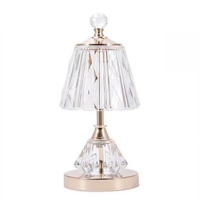 China Contemporary modern style hotel transparent glass desk lamp with metal base for sale