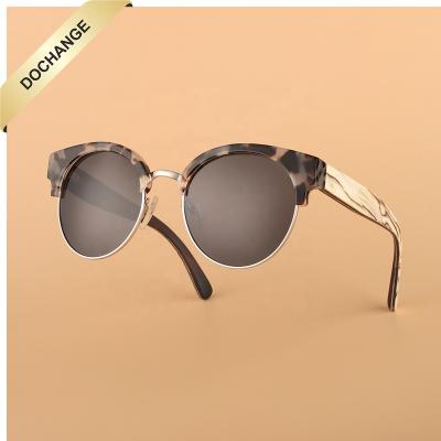 China 2022 Custom OEM Spring Logo Fashion Mirror Sunglasses Acetate Sunglasses Fashion Men Women PC Wood Temples Eyewear Bamboo Arms for sale