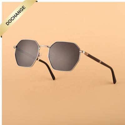 China Eyewear 2022 Eco-friendly Titanium Titanium Bamboo Arm Temples Sunglasses Metal Wood Sunglasses Fashion Logo Custom Made for sale