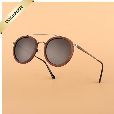 China Fashion Sunglasses Metal Wood Eco-friendly Titanium Bamboo Sun Shade Custom Logo Fashion Mirror OEM Spring Frame for sale