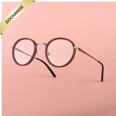 China 2022 Eyewear Frame Vintage Metal Wood Glasses Eco-Friendly Polarized Fashion Polarized Optical Frame Optical Frame for sale