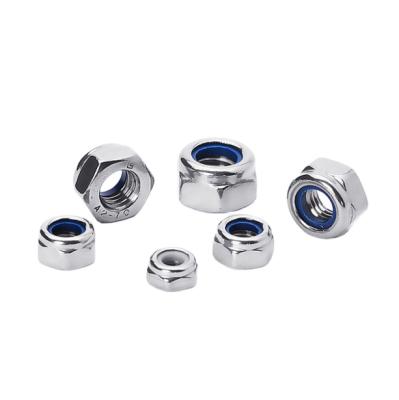 China Prevent Loosening Nylon Rubber Ring Nut 201 304 316 SS Lock Nut Factory High Quality Stainless Steel Lock Nut For Wheel Axle for sale