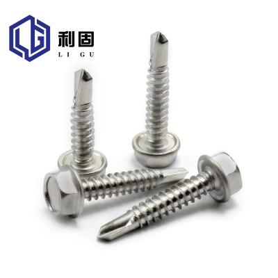 China manufacturer Wholesale Stainless Steel Self-drilling 410 12# hex head self drilling tapping screws for roofing building for sale