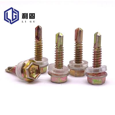 China Self-Drilling Galvanized Hex Head Self Drilling Teak Screw 12#5mm5.5mm SS 410 304 Hexagon Roof Rubber Washers Screws For Roofing Drilling for sale