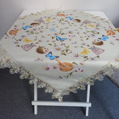 China New Design Festival Fancy Tablecloth Printing Flower Waterproof Table Cloth for sale