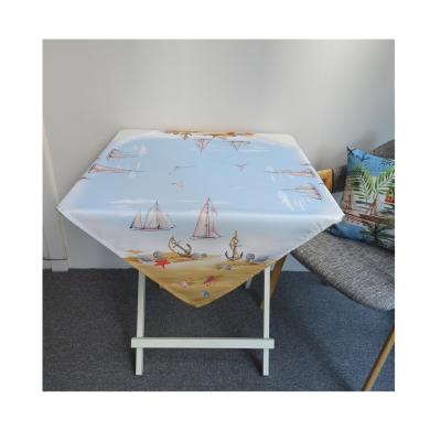 China summer design modern hotselling 100% digital printed polyester fabric sea design tablecloth for home decoration for sale