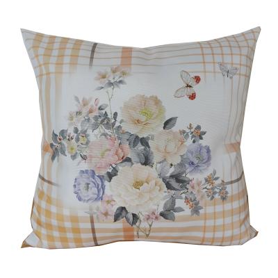 China Hotel 100%polyester hotselling plain woven fabric rose flower cushion cover digital printed pillow cover for spring and summer for sale