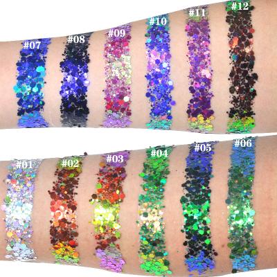 China Non-Toxic Holographic Color Glitter Flakes Cosmetic Hair Chunky Paillette Face Glitter For Party Makeup Powder for sale