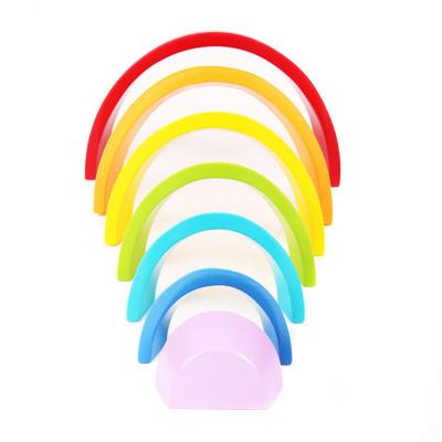 China Toy Children Creative Rainbow Early Educational Building Blocks Wooden Toys For Children for sale