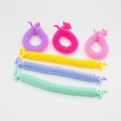 China 48pcs Cute Animal Round Head Soft Rubber Stretchy Noodle Toys Unicorn Stretchy String Fidget Sensory Toys for sale