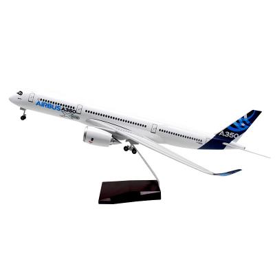 China Eco-friendly Material A350 Airliner Model Toy With Wheels Detachable Hollow Window Civil Aircraft Rechargeable Toy With Induction Light for sale