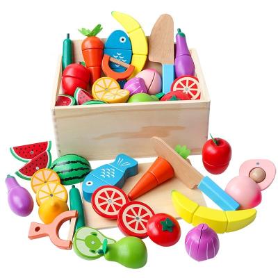 China Magnetic Eco-friendly Material Wooden Kitchen Pretend Kids Cook Simulation Role Play Cut Set Wooden Kitchen Toy Accessories Toy for sale