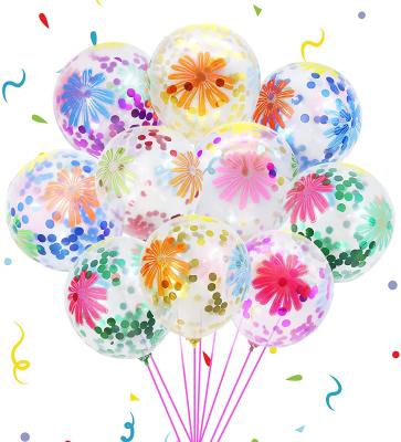 China Gift Party Favor Toy Colorful 12 Inch Latex Confetti Balloon Flower With Sticks Holders And Cups Birthday Luau Party Tropical Themed Decoration for sale