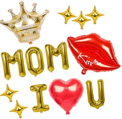 China Gift Toy Gift Toy 16inch Gold Letter MOM Balloon Set I LOVE YOU For Mothers Day Party Family Decoration for sale