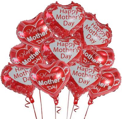 China 18 Inch Red Heart Mothers Day Gift Happy Toy Hot Sale Mylar Foil Balloons Gift Toy For Mother's Day Party Supplies for sale