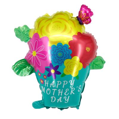 China Toy Gift New Design Happy Mothers Day Flowerbed Foil Balloons For Happy Mothers Day Birthday Party Decorations Supplies for sale