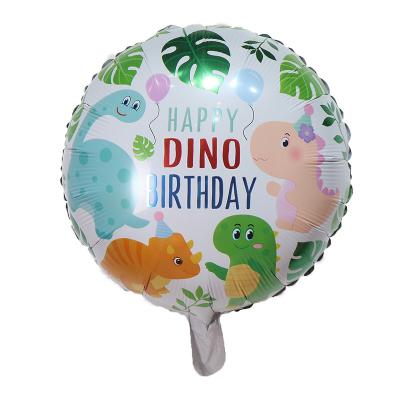 China Cute 18 Inch Cartoon Happy Birthday Dinosaur Foil Balloon Party Supplies Toy Gift New Arrival Party Supplies For Jungle Themed Birthday Decoration for sale