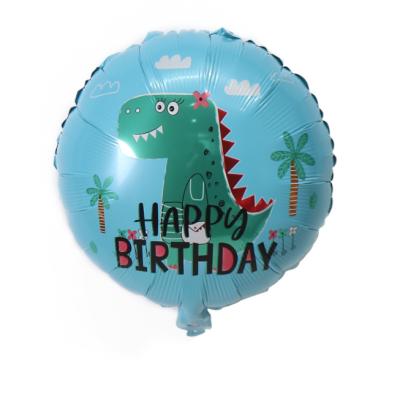 China Cute 18inch Cartoon Cute 18inch Happy Birthday Dinosaur Foil Balloon Party Supplies For Dinosaur Jungle Themed Birthday Decoration for sale