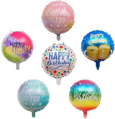 China New Design Happy Birthday Party Favor Toy Toy Round Foil 18 Inch Birthday Mylar Helium Balloons Floating Party Decorations for sale